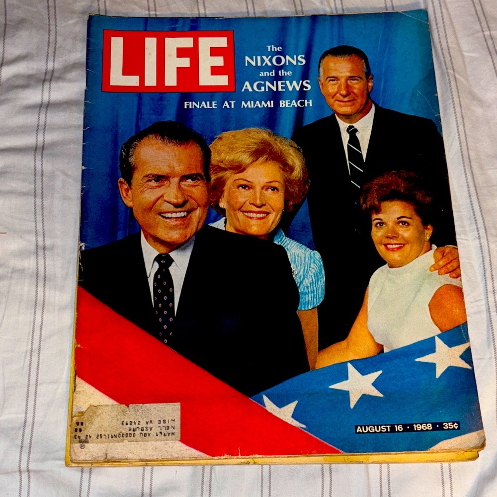Vintage LIFE Magazine August 16 1968 The Nixons Miami Beach Political History